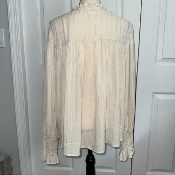 NEW a.n.a Ivory Smocked Blouse Ruffle Details Boho Peasant style Rayon Flowy - Picture 3 of 7